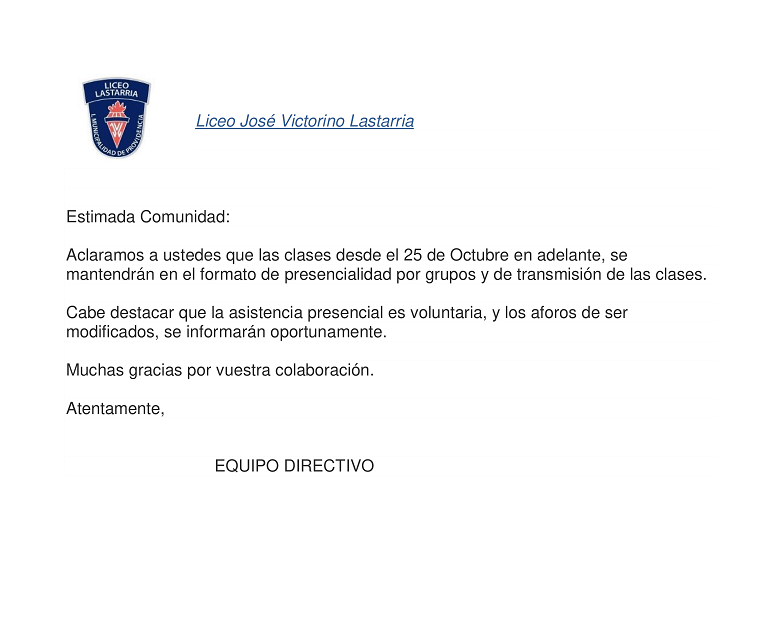 Comunicado Presencialidad